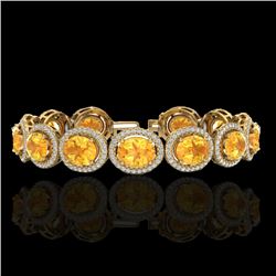 24 CTW Citrine & Micro Pave VS/SI Diamond Bracelet 10K Yellow Gold - REF-360M2H - 22685