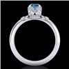 Image 4 : 1 CTW Intense Blue Diamond Solitaire Engagement Art Deco Ring 18K White Gold - REF-127M3H - 37397
