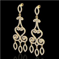 3.25 CTW VS/SI Diamond Micro Pave Designer Earrings 14K Yellow Gold - REF-253M6H - 22417