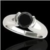 Image 1 : 1 CTW Certified VS Black Diamond Solitaire Ring 10K White Gold - REF-61A8X - 35176