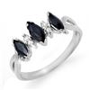 0.57 CTW Blue Sapphire & Diamond Ring 10K White Gold - REF-17A3X - 12737