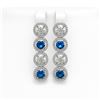 6.25 CTW Blue & White Diamond Designer Earrings 18K White Gold - REF-782H4A - 42683