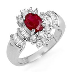 1.78 CTW Ruby & Diamond Ring 18K White Gold - REF-91X3T - 12836
