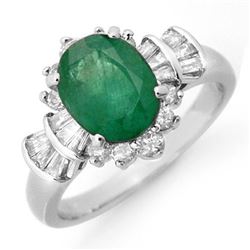 2.01 CTW Emerald & Diamond Ring 18K White Gold - REF-96T4M - 13325