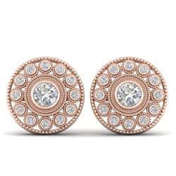 1.11 CTW Certified VS/SI Diamond Art Deco Stud Earrings 14K Rose Gold - REF-134F5N - 30466