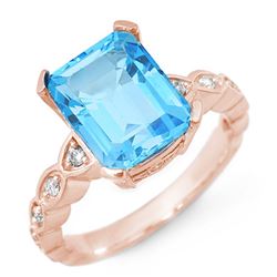 5.25 CTW Blue Topaz & Diamond Ring 10K Rose Gold - REF-33Y8K - 10583