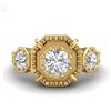 Image 2 : 1.01 CTW VS/SI Diamond Solitaire Art Deco 3 Stone Ring 18K Yellow Gold - REF-200F2N - 36883