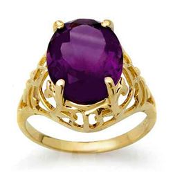 4.50 CTW Amethyst Ring 10K Yellow Gold - REF-22F8N - 13600