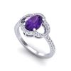 Image 2 : 2 CTW Amethyst & Micro Pave VS/SI Diamond Ring 10K White Gold - REF-33W3F - 20970