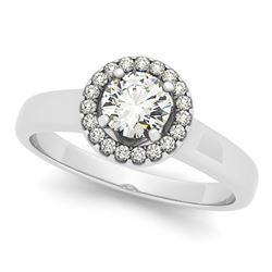 0.90 CTW Certified VS/SI Diamond Solitaire Halo Ring 18K White Gold - REF-188F5N - 26155