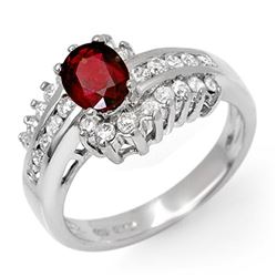 1.60 CTW Ruby & Diamond Ring 18K White Gold - REF-87T6M - 11893