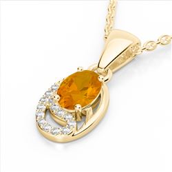 1.25 CTW Citrine & Micro Pave VS/SI Diamond Necklace 10K Yellow Gold - REF-18H9A - 22348