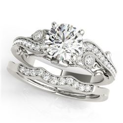 1.57 CTW Certified VS/SI Diamond Solitaire 2Pc Wedding Set Antique 14K White Gold - REF-492Y8K - 315
