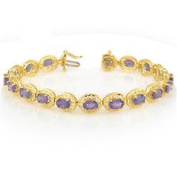 18.0 CTW Tanzanite Bracelet 10K Yellow Gold - REF-121N8Y - 11329