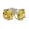 Image 4 : 1.97 CTW Certified Intense Yellow SI Diamond Solitaire Stud Earrings 10K White Gold - REF-297M2H - 3