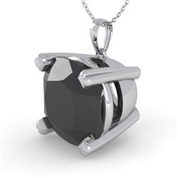 6.0 CTW Cushion Black Diamond Designer Necklace 14K White Gold - REF-131M3H - 38443