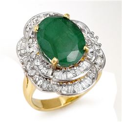 7.04 CTW Emerald & Diamond Ring 14K Yellow Gold - REF-159N3Y - 13099