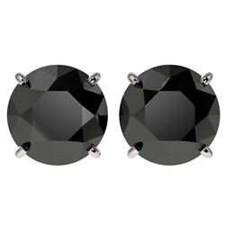 4 CTW Fancy Black VS Diamond Solitaire Stud Earrings 10K White Gold - REF-79H9A - 33134