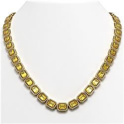 52.94 CTW Fancy Citrine & Diamond Halo Necklace 10K Yellow Gold - REF-679Y3K - 41374