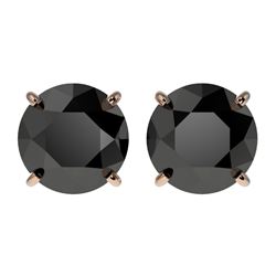 2.60 CTW Fancy Black VS Diamond Solitaire Stud Earrings 10K Rose Gold - REF-52A8X - 36684