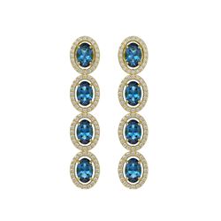 6.28 CTW London Topaz & Diamond Halo Earrings 10K Yellow Gold - REF-104M5H - 40540