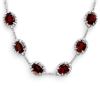 Image 1 : 41.0 CTW Garnet & Diamond Necklace 14K White Gold - REF-262W8F - 10814