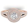 1.15 CTW Certified VS/SI Diamond Art Deco Halo Ring 14K Rose Gold - REF-147M3H - 30364