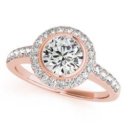 1.5 CTW Certified VS/SI Diamond Solitaire Halo Ring 18K Rose Gold - REF-401K6W - 27022