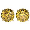 4 CTW Certified Intense Yellow SI Diamond Solitaire Stud Earrings 10K Yellow Gold - REF-930W2F - 331