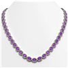 29.38 CTW Amethyst & Diamond Halo Necklace 10K White Gold - REF-503A5X - 40439