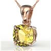 1.50 Cushion Cut CTW Citrine Designer Solitaire Necklace 14K Rose Gold - REF-20K2W - 21937
