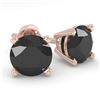 1.0 CTW Black Diamond Stud Designer Earrings 18K Rose Gold - REF-41H6A - 32267