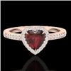 Image 1 : 1.20 CTW Garnet & Micro VS/SI Diamond Ring Heart Halo 14K Rose Gold - REF-35W3F - 21405
