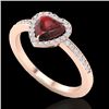 Image 2 : 1.20 CTW Garnet & Micro VS/SI Diamond Ring Heart Halo 14K Rose Gold - REF-35W3F - 21405