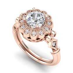 1.2 CTW VS/SI Diamond Solitaire Art Deco Ring 18K Rose Gold - REF-345K2W - 37050