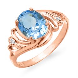 2.53 CTW Blue Topaz & Diamond Ring 14K Rose Gold - REF-25M6H - 12667