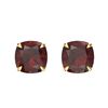 Image 1 : 3 CTW Cushion Cut Garnet Designer Solitaire Stud Earrings 18K Yellow Gold - REF-29Y3K - 21744