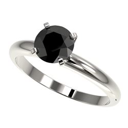 1.25 CTW Fancy Black VS Diamond Solitaire Engagement Ring 10K White Gold - REF-39M5H - 32906