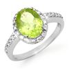 Image 1 : 2.10 CTW Peridot & Diamond Ring 10K White Gold - REF-20K9W - 13467