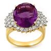 Image 1 : 8.18 CTW Amethyst & Diamond Ring 14K Yellow Gold - REF-127H3A - 11159