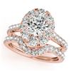 Image 1 : 2.22 CTW Certified VS/SI Diamond 2Pc Wedding Set Solitaire Halo 14K Rose Gold - REF-267A8X - 31170