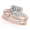 Image 1 : 2.02 CTW Certified VS/SI Princess Diamond 2Pc Set Solitaire Halo 14K Rose Gold - REF-463X3T - 31395