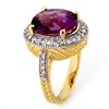 Image 2 : 5.50 CTW Amethyst & Diamond Ring 14K Yellow Gold - REF-76N2Y - 11165