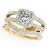 Image 1 : 1.51 CTW Certified VS/SI Princess Diamond 2Pc Set Solitaire Halo 14K Yellow Gold - REF-252Y5K - 3134