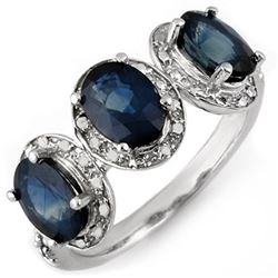 3.08 CTW Blue Sapphire & Diamond Ring 10K White Gold - REF-26F2N - 11167
