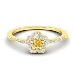 0.40 CTW Citrine & Micro VS/SI Diamond Ring Moon Halo In 10K Yellow Gold - REF-20M8H - 21412