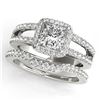1.51 CTW Certified VS/SI Princess Diamond 2Pc Set Solitaire Halo 14K White Gold - REF-252W5F - 31346