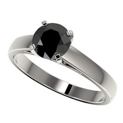 1.25 CTW Fancy Black VS Diamond Solitaire Engagement Ring 10K White Gold - REF-32W5F - 33003