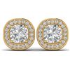 2 CTW Cushion Cut Certified VS/SI Diamond Art Deco Stud Earrings 14K Yellow Gold - REF-390W2F - 3033