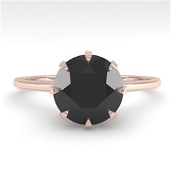 2.0 CTW Black Diamond Solitaire Engagement Ring Vintage Size 7 18K Rose Gold - REF-78T2M - 35771